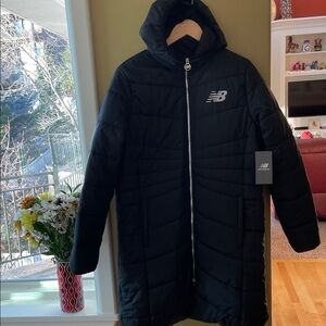 NWT New Balance Black Puffer Hooded Coat